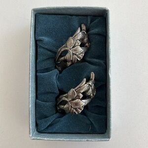 VINTAGE Seagull Pewter Floral Candle Rings Made Nova Scotia Decorative Table Top